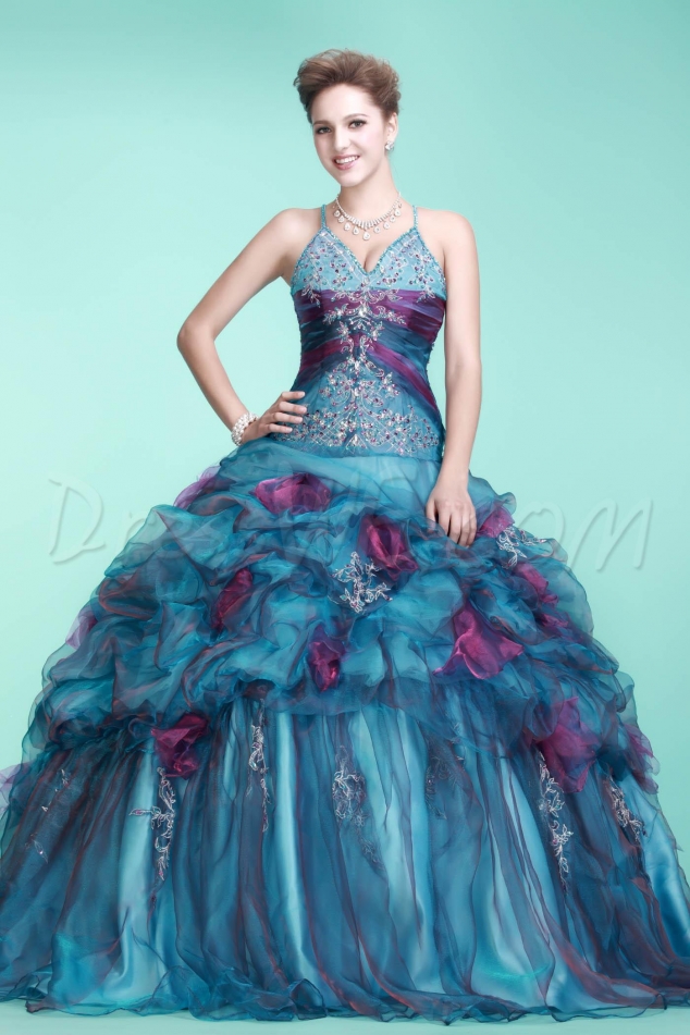 Pretty Spaghetti Neckline Floor-Length Empire Waistline Ela's Ball Gown Quinceanera Dress