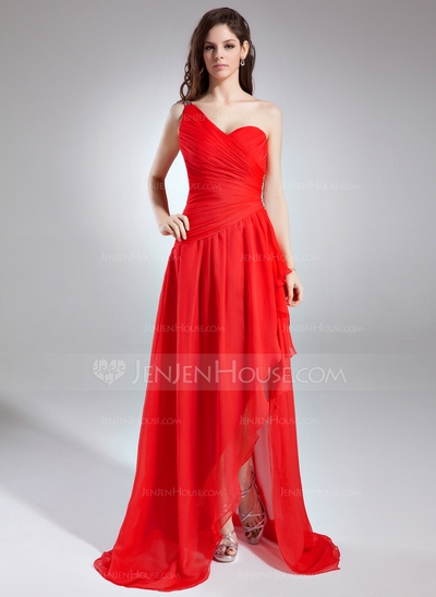 Princess One Shoulder Asymmetrical Chiffon Prom Dress