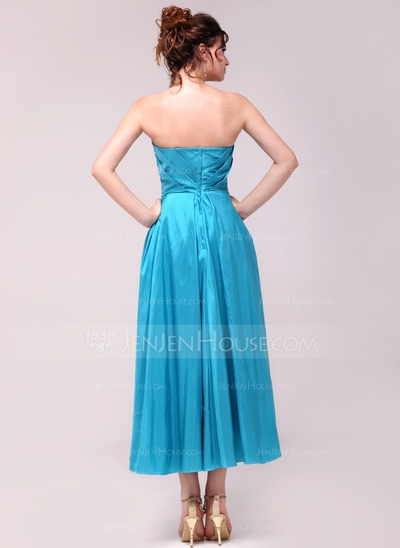 Princess Strapless Ankle-Length Taffeta Prom Dress With Ruffle - Image 3