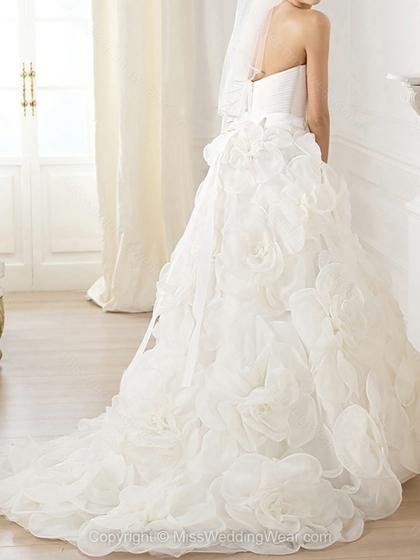 Princess Strapless Organza Sweep Train Flower(s) Wedding Dresses - Image 2