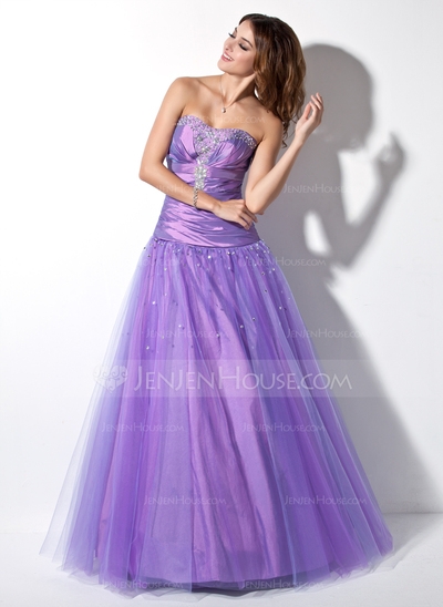 Princess Sweetheart Floor-Length Taffeta Tulle Dress