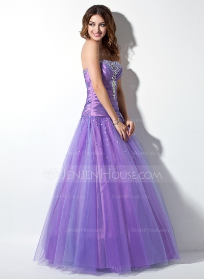 Princess Sweetheart Floor-Length Taffeta Tulle Dress - Image 2