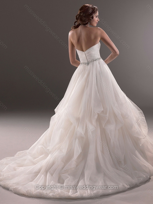 Princess Sweetheart Tulle Court Train Pick-Ups Wedding Dresses - Image 2