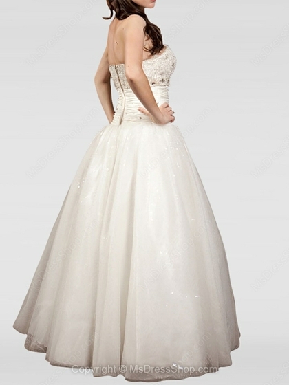 Princess Sweetheart Tulle Satin Floor-length Beading Wedding Dresses - Image 2