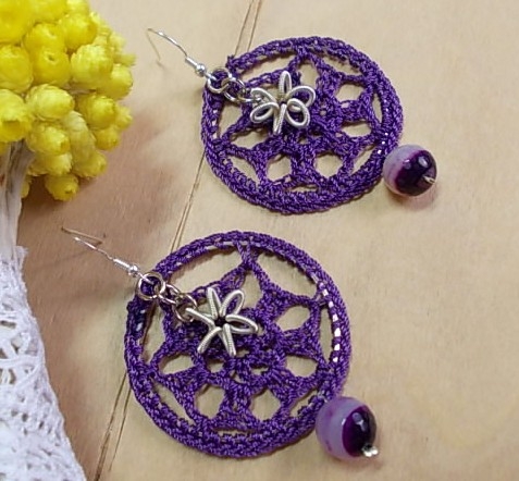 Purple knitted hoops