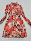 Red Long Sleeve Animal Print Floral Chain Dress for HPL - Image 3