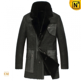 Riga Mens Fur Lined Coat Leather Trench Coat CW851309