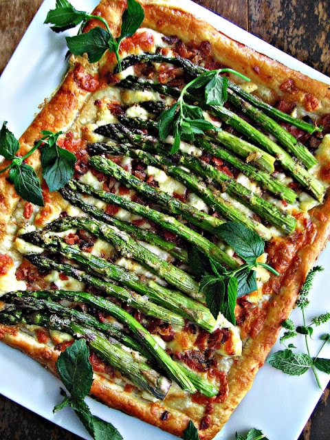 Roasted Asparagus, Bacon & Cheese Tart