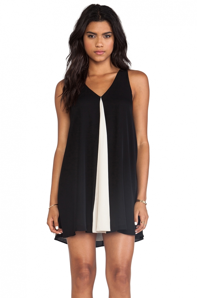 ROLA FRONT GODET LEATHER T-BACK DRESS