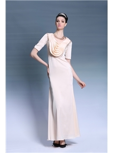 Romantic Scoop Neck Beading Floor-Length Sleeveless Lace A-line Evening 