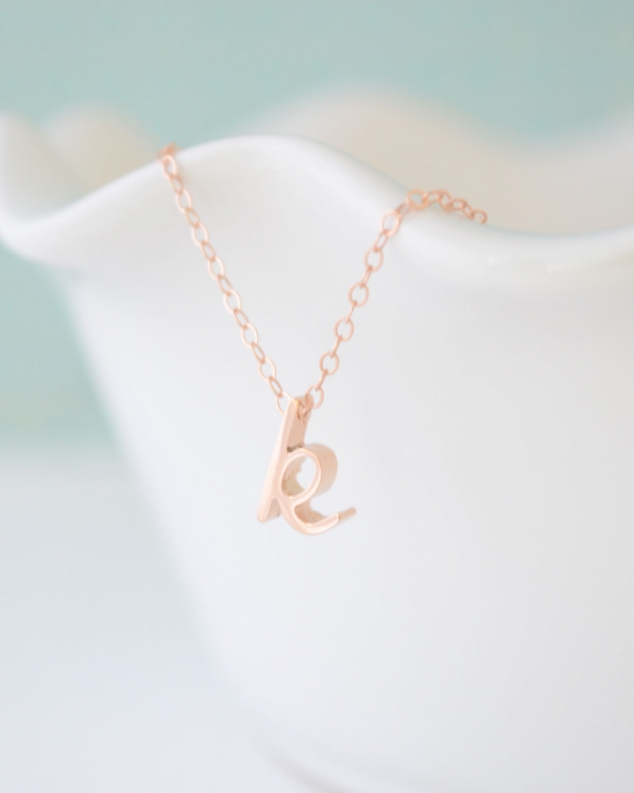 Rose gold initial pendant necklace