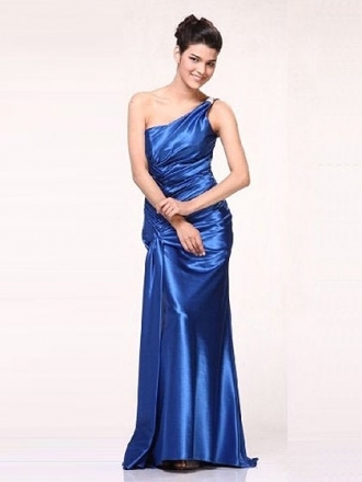 Satin Eine Schulter Trompete / Mermaid Ballkleid mit Schnittwaren
