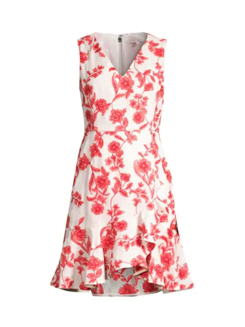 Scarlet Embroidered Flounce Hem Dress - Image 3