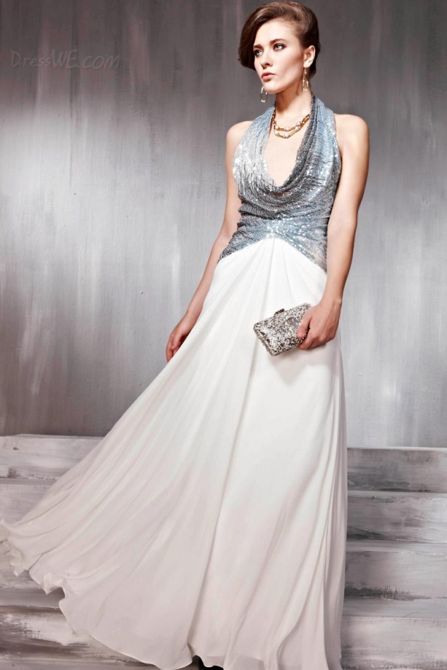 Sexy A-line Halter Sleeveless Floor-length Evening Pageant Dress