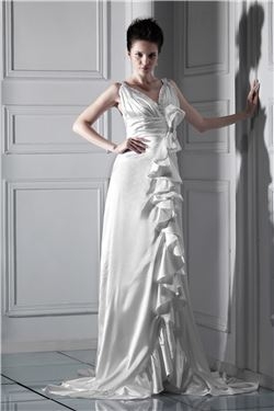 Sexy Beaded V-neck Ruched Bodice Elegant Bow Decoration Ksenia s Hot Sell Wedding Dress