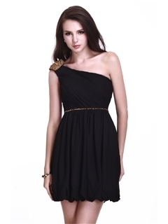 Sexy Black A-Line One-Shoulder Short/Mini-Length Luba's Cocktail Dress