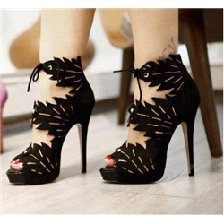 Sexy Black Cut-Outs Stiletto Heels Dress Sandals(10901773) - Image 2