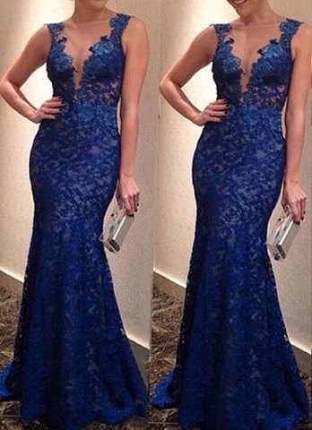 Sexy Lace Plunging Neck Sleeveless Backless Dress