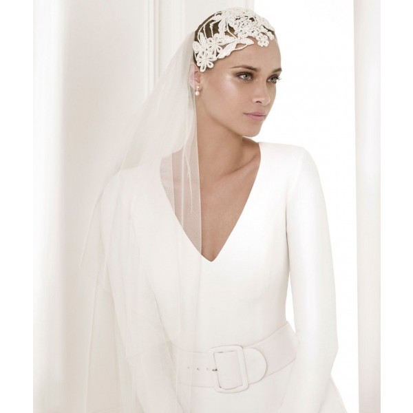 Sexy Trumpet/Mermaid V-neck Long Sleeve Buttons Sweep/Brush Train Satin&Chiffon Wedding Dresses