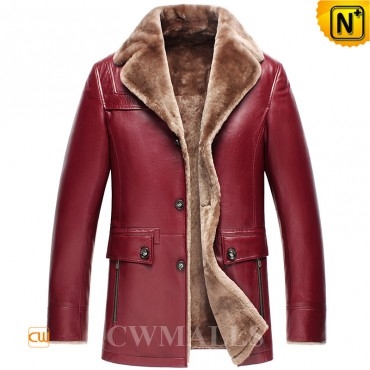 Shearling Leather Blazer Jacket CW857053 - cwmalls.com