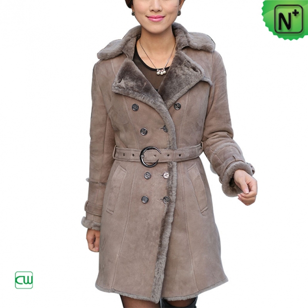 Shearling Lined Womens Fur Coat CW640213