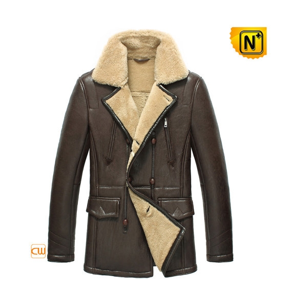 Shearling Pea Coat for Men CW856128
