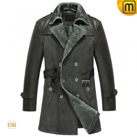 Shearling Sheepskin Pea Coat for Men CW856058