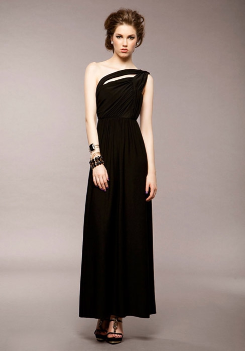 Sheath/ Column One Shoulder Chiffon Sleeveless Long Bridesmaid/ Evening Gown