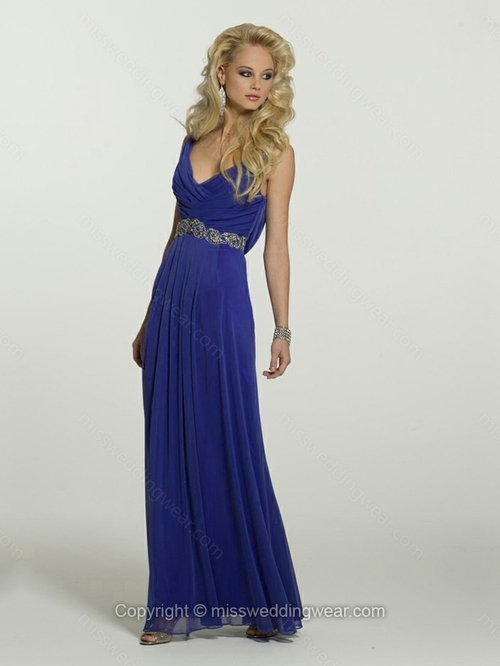 Sheath/Column Straps Chiffon Floor-length Beading Military Ball Dresses