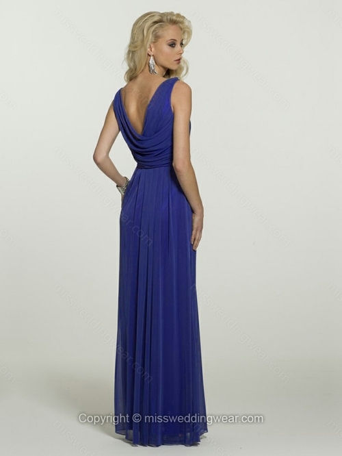 Sheath/Column Straps Chiffon Floor-length Beading Military Ball Dresses - Image 2