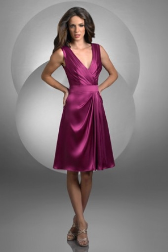 Sheath Column V Neck Knee Length Bridesmaid Dress Bbbj0047