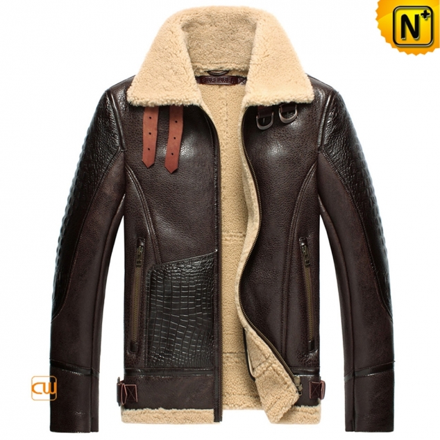 Sheepskin Bomber Jacket for Men CW856118