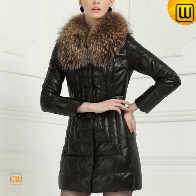Sheepskin Fur Trim Coat for Women CW613507
