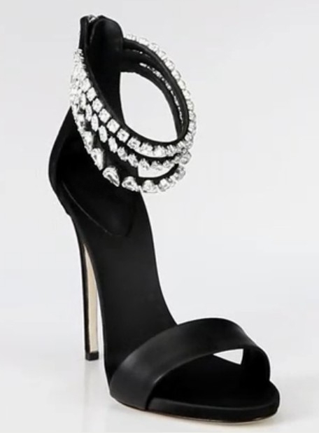 Shining Black Kidsuede Stiletto Heels Women Sandals