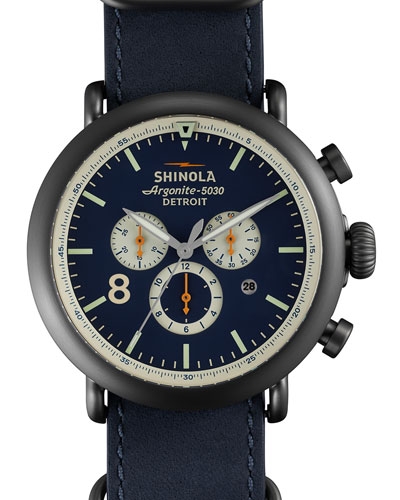 Shinola 47mm Runwell Chronograph Nylon Watch, Navy