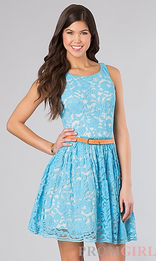 Short Sleeveless Lace Dress