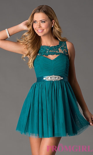 Short Sleeveless Lace Embellished Dress