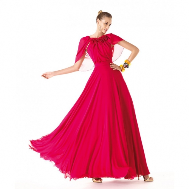 Short Sleeves Ruching Floor Length Cocktail Dresses