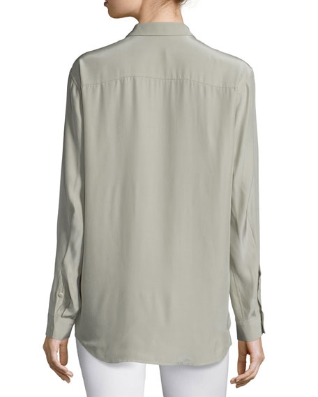 Silk Long-Sleeve Cargo Blouse - Image 2