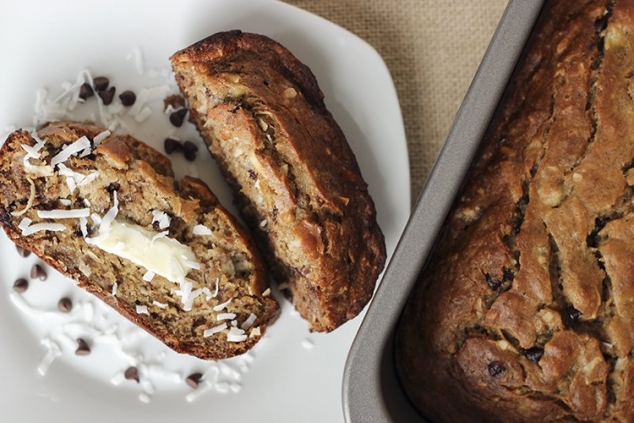 Skinny Coconut Chocolate Chip Banana Bread
