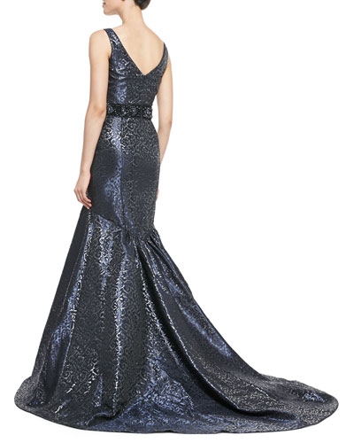 Sleeveless Beaded-Waist Mermaid Gown - Image 2