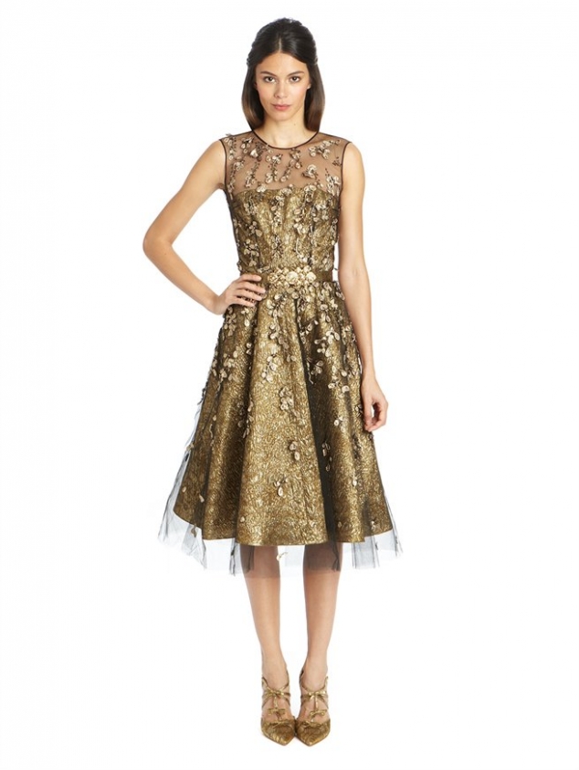 SLEEVELESS LAME AND BEAD EMBROIDERED DRESS