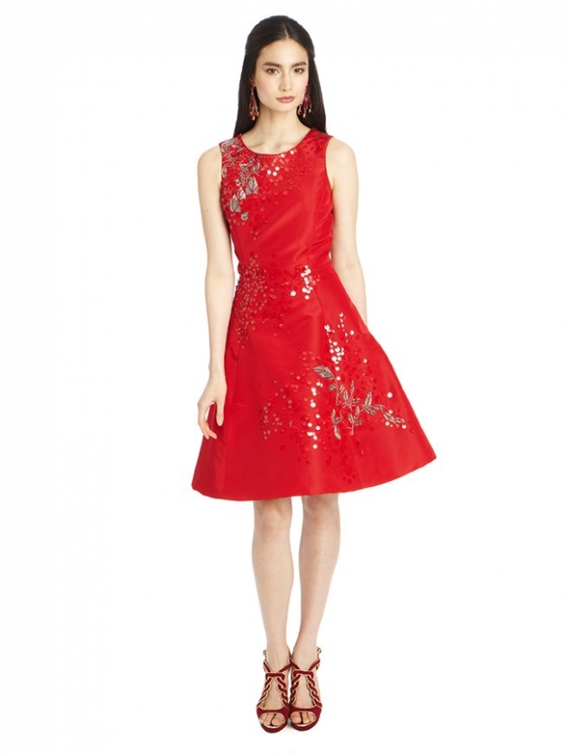 SLEEVELESS PAILLETTE AND BEAD EMBROIDERED DRESS