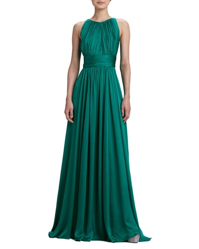 Sleeveless Pleated Gown