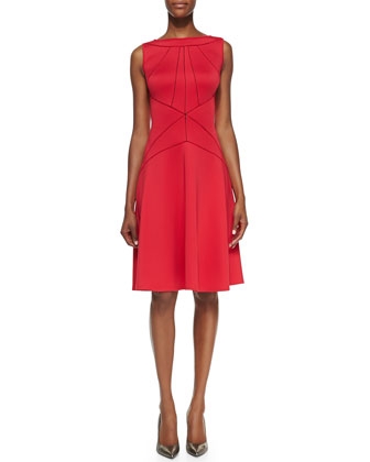 Sleeveless Seamed A-line Cocktail Dress
