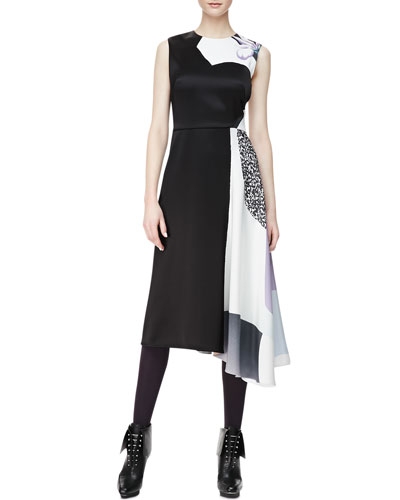 Sleeveless Shadow Asymmetric-Hem Dress, Purple