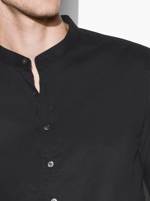 Solid Band Collar Shirt - Image 3