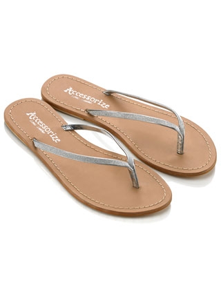 Sparkly Leather Flip Flops