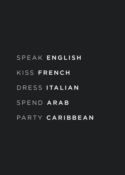 Speak, Kiss, Dress, Spend, Party