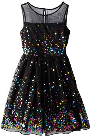 Speechless Big Girls' Illusion Dress with Rainbow Sequin